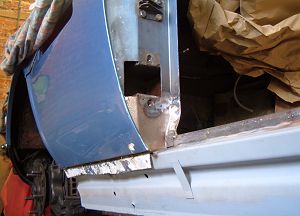 A-pillar rear section replaced and trial fir of wing