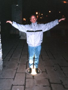 Carlo standing on a light in the floor