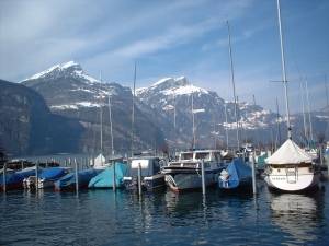 Boats in a Swiss lake