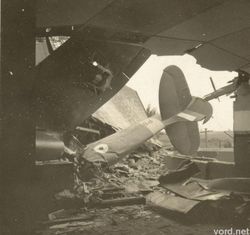 Spitfire crash through roof