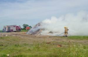 Fireman starts putting out blaze