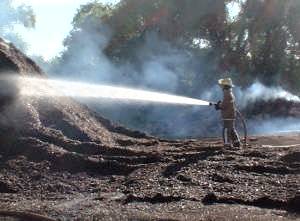 Fireman works on blaze