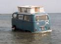 VW Bus in water