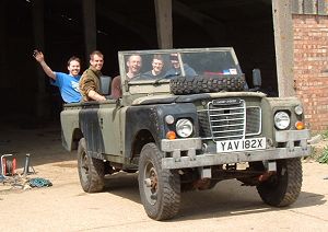 Completed Land Rover drives away