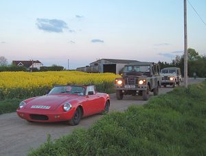 Two Land Rovers and a Davrian drive away