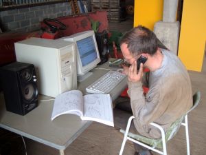 CHris taking advantage of the internet enabled garage