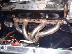 Stainless steel exhaust headers viewed from top