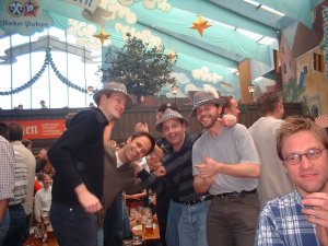 Group standing on a table