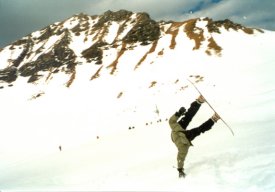 Dan tumbling down the hill