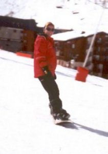 Katy on a snowboard