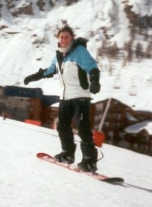 Marianna on a snowboard