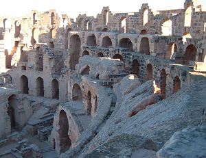 Inside the coleseum at El Jem